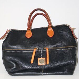 Dooney & Bourke Dillen Black Pebbled Leather Satchel Top Handle Shoulder Bag